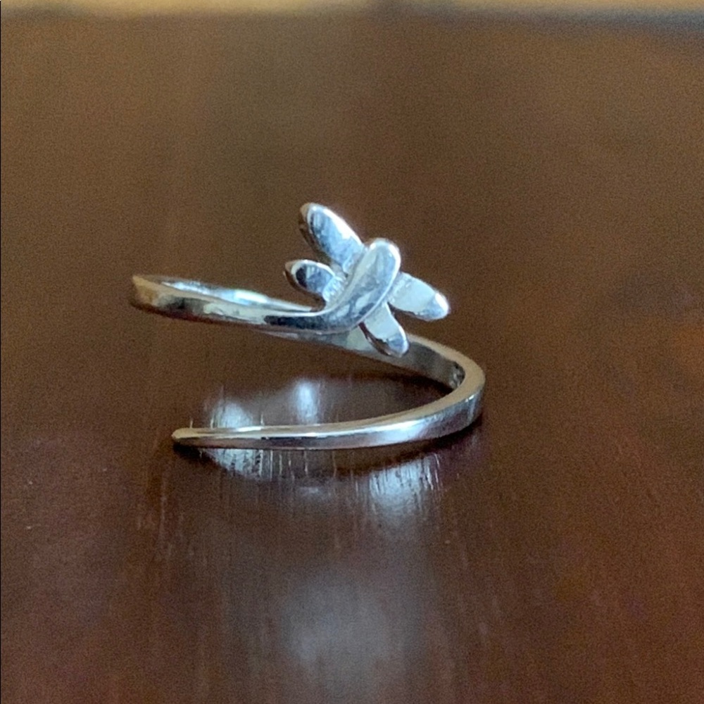 925 Silver Adjustable Butterfly Ring - image 1